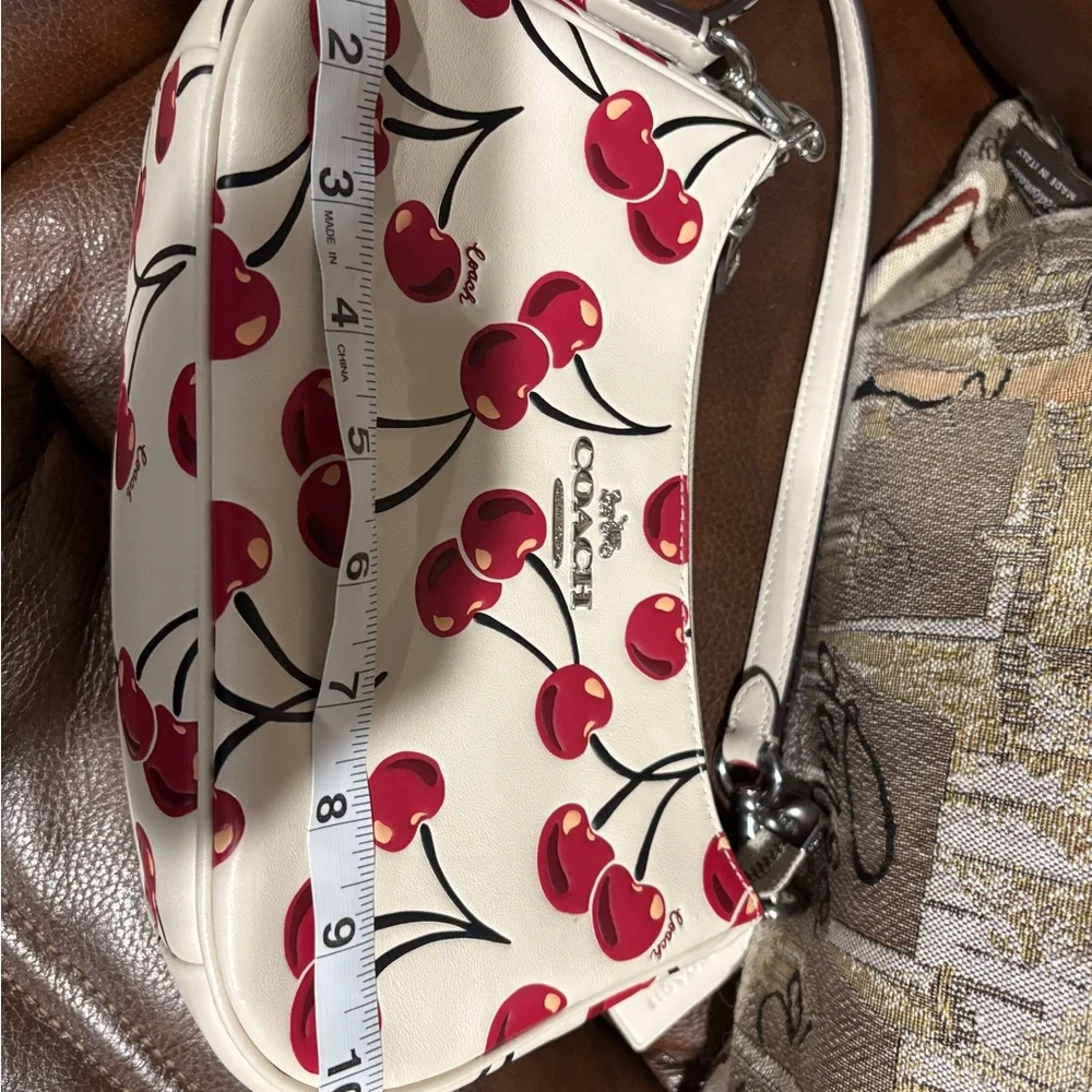 Coach White Leather Mini Shoulder Bag with Red Cherry Print - Picture 4 of 8